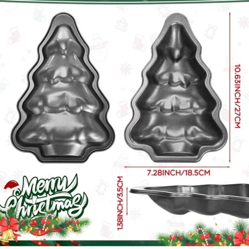 Christmas Tree Metal Non Stick Cake Baking Mold Set of 2